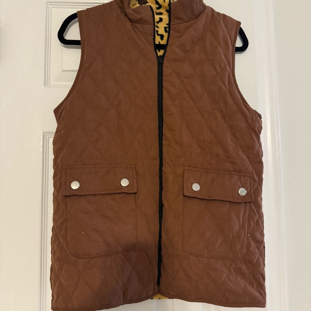 Women's Brown Quilted Reversible‎ Vest